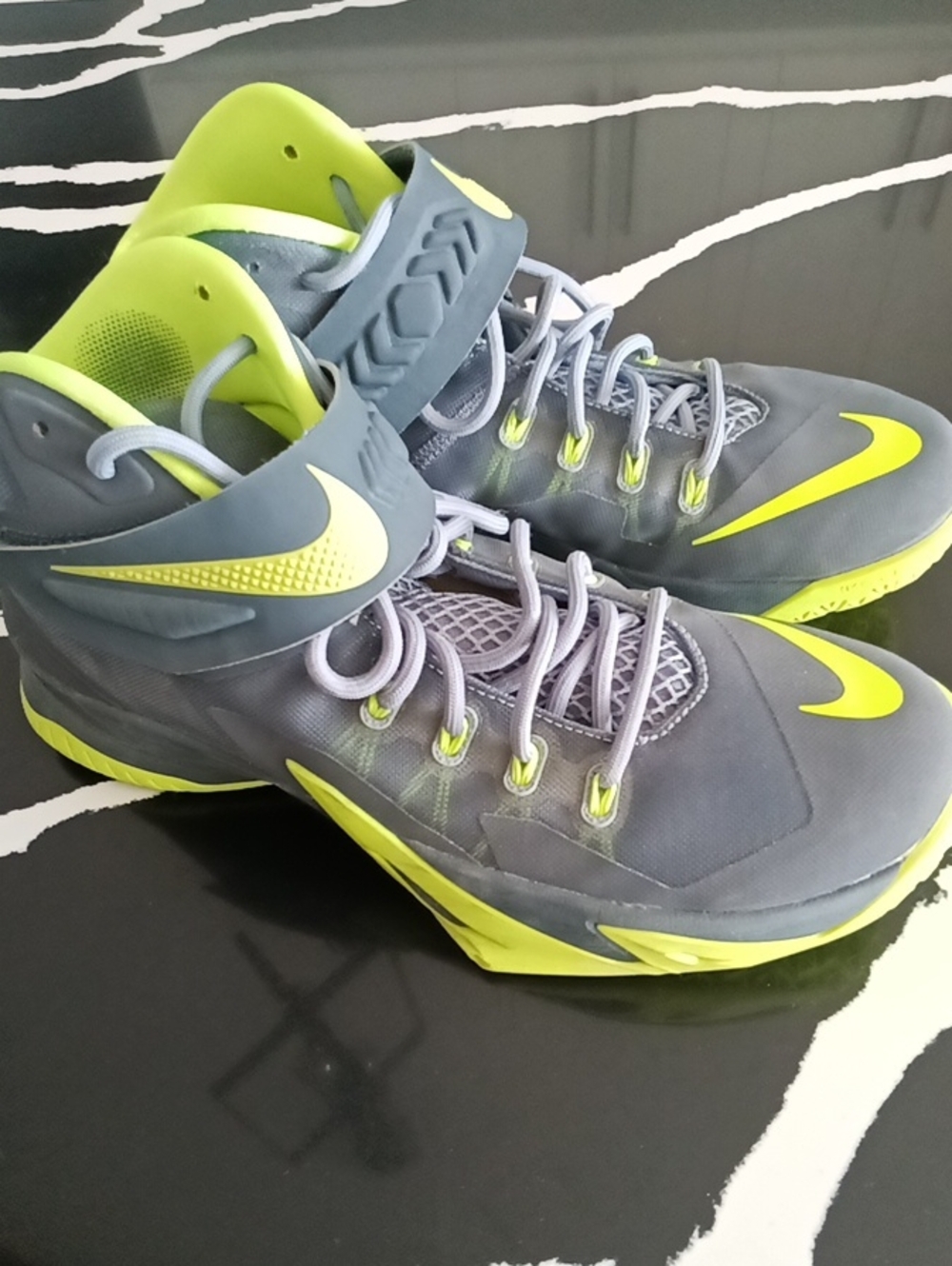 Nike Men's Gray & neon Yellow Lebron High-Top Basketball Sneakers- Like New